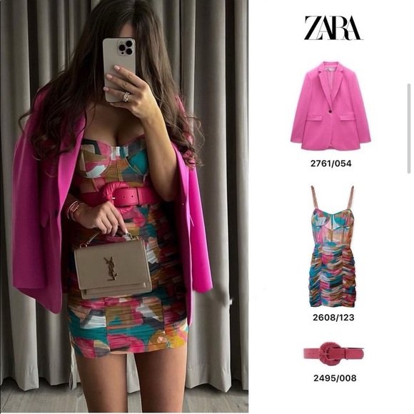 Zara 2022 chain strap multicolored printed dress - Picture 6 of 16